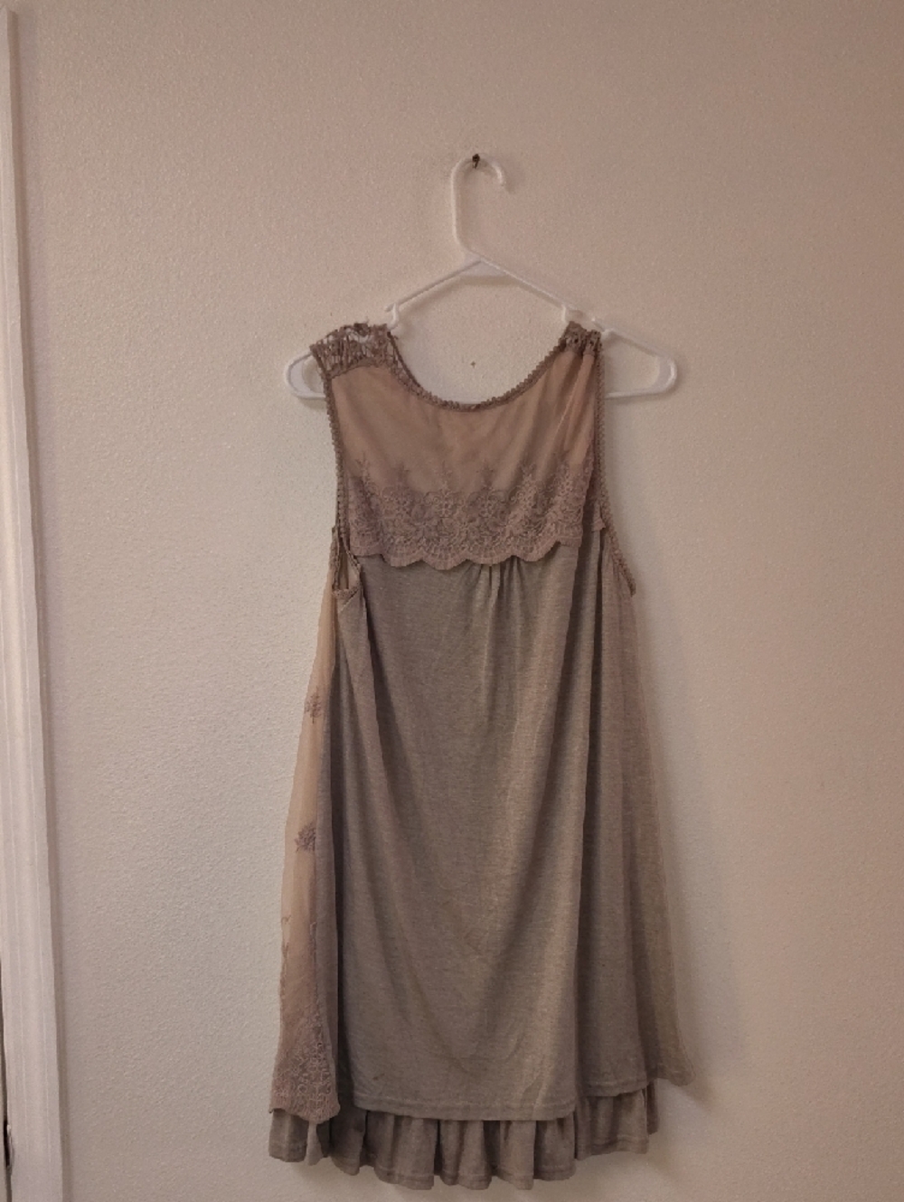 A'Reve Crochet-Trim Top in Light Taupe 1235 - Picture 3 of 3